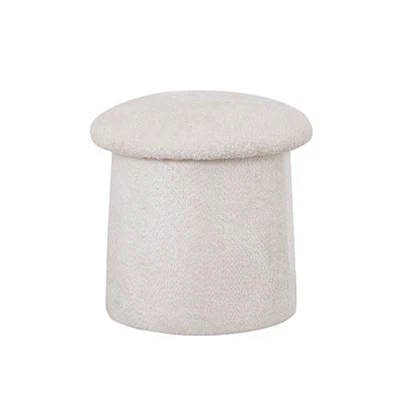 Tabouret circulaire en fourrure blanche