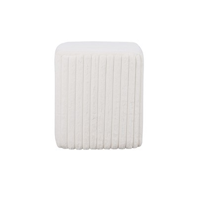 Tabouret carré blanc à motifs verticaux